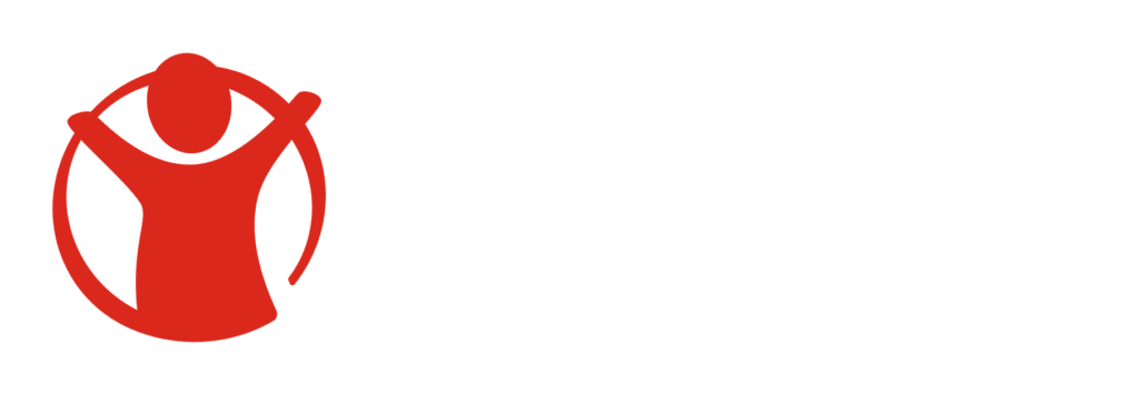 ReddBarna – horisontal logo hvit og rød RGB