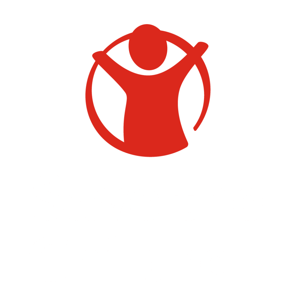 Save the Children – vertikal logo rød og hvit RGB