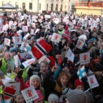 Children outside the Peace Price Party